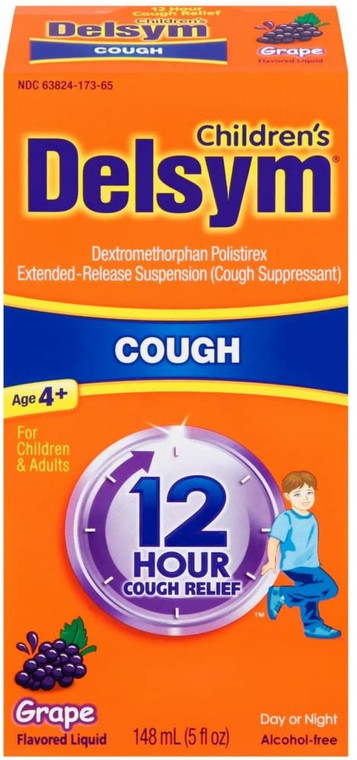 Delsym Children's Cough Suppressant Liquid, Grape Flavor, 5 Ounce