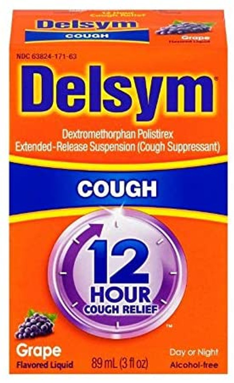 elsym Adult 12 Hour Grape Cough Syrup, 3 oz