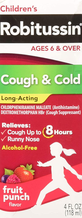 Robitussin Children's Cough & Cold Long-Acting Liquid Fruit Punch 4 oz