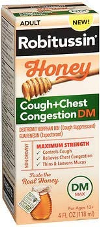 Robitussin Adult Honey Cough + Chest Congestion DM Liquid - 4 oz