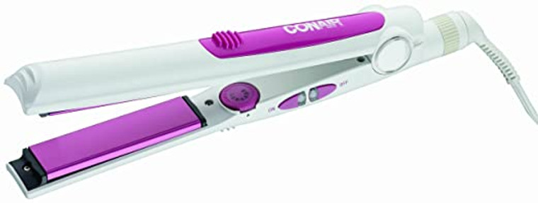 Conair Ceramic Flat Iron; 1-inch; White/Pink