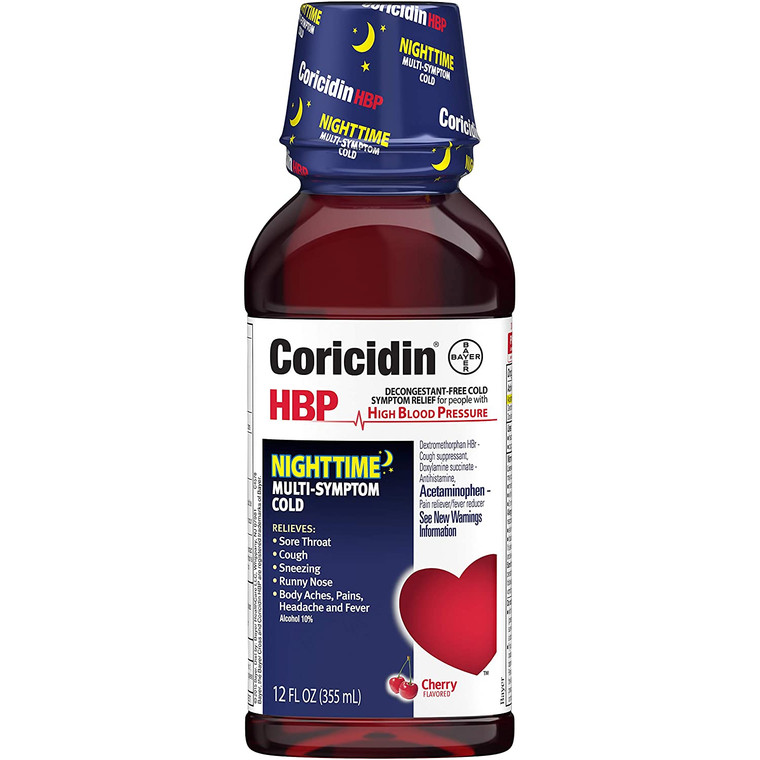 Coricidin HBP Nighttime Multi-Symptom Cold Cherry -- 12 fl oz