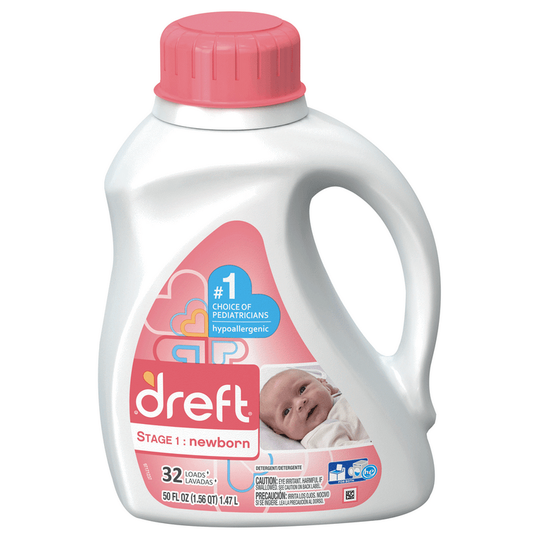 Dreft Stage 1: Newborn Hypoallergenic Liquid Baby Laundry Detergent (HE), Natural for Baby, Newborn, or Infant, 50 Ounces ( 32 loads)