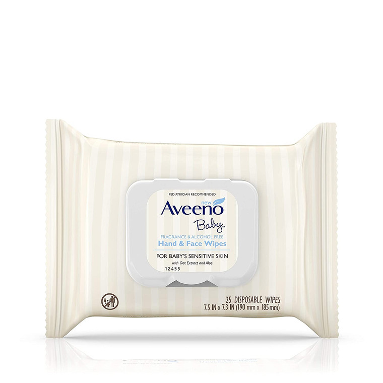 AVEENO Hand & Face Baby Wipes with Oat Extract 25 ea