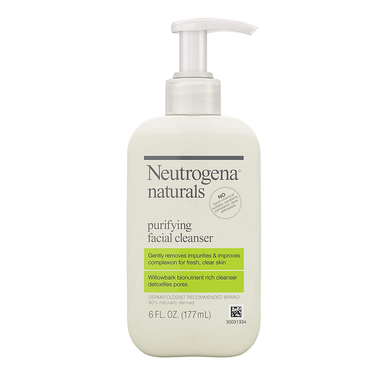 Neutrogena Naturals Purifying Daily Facial Cleanser with Natural Salicylic Acid from Willowbark Bionutrients, Hypoallergenic, Non-Comedogenic & Sulfate-, Paraben- & Phthalate-Free, 6 fl. oz