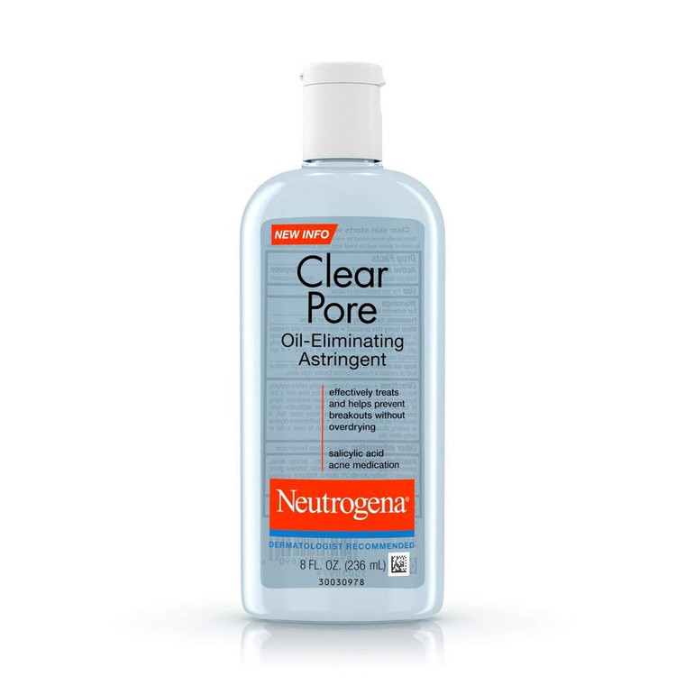 Neutrogena Clear Pore Oil-Eliminating Astringent with Salicylic Acid, Pore Clearing Treatment for Acne-Prone Skin, 8 fl. oz