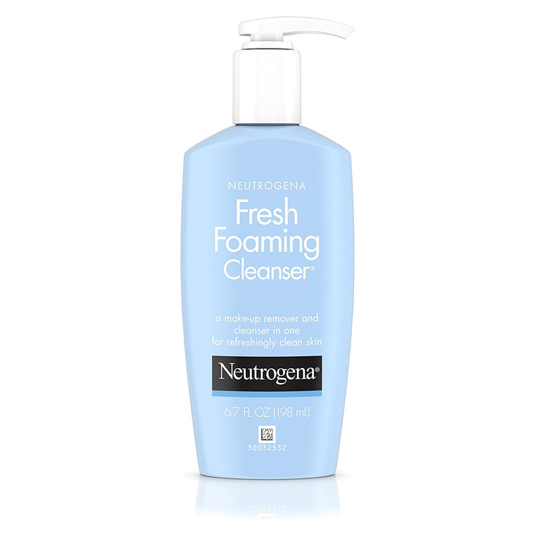 Neutrogena Fresh Foaming Facial Cleanser & Makeup Remover with Glycerin, Oil-, Soap- & Alcohol-Free Daily Face Wash Removes Dirt, Oil & Waterproof Makeup, Non-Comedogenic & Hypoallergenic, 6.7 fl. oz