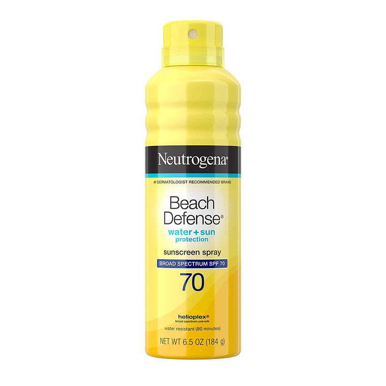 Neutrogena Beach Defense Body Spray Sunscreen with Broad Spectrum SPF 70, Water-Resistant and Oil-Free Sun Protection, 6.5 oz