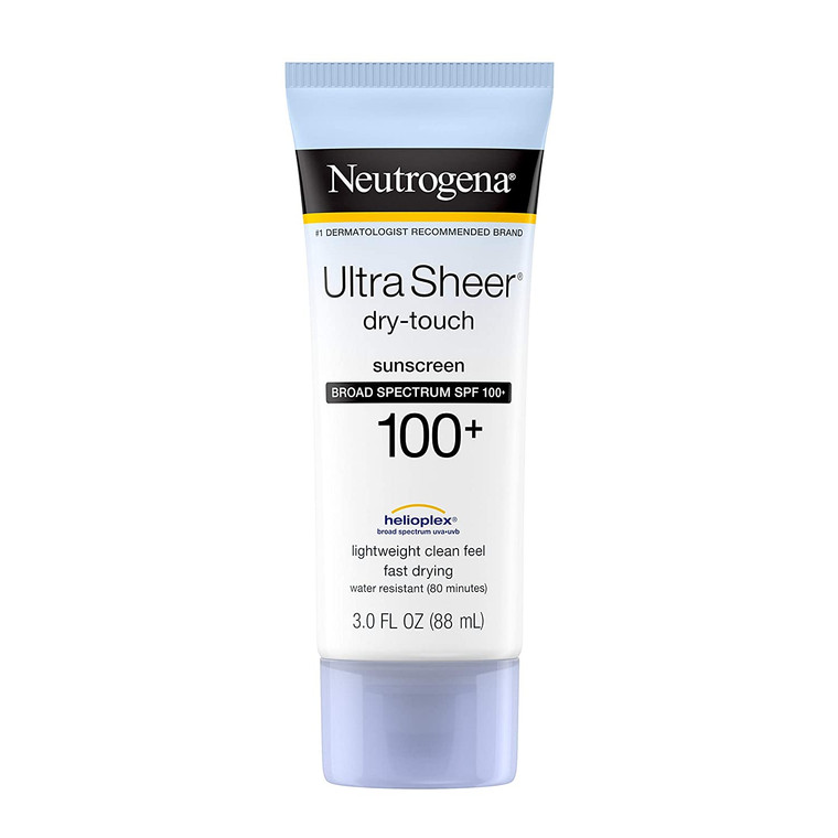 Neutrogena Ultra Sheer Dry-Touch Water Resistant and Non-Greasy Sunscreen Lotion with Broad Spectrum SPF 100+, 3 fl. oz