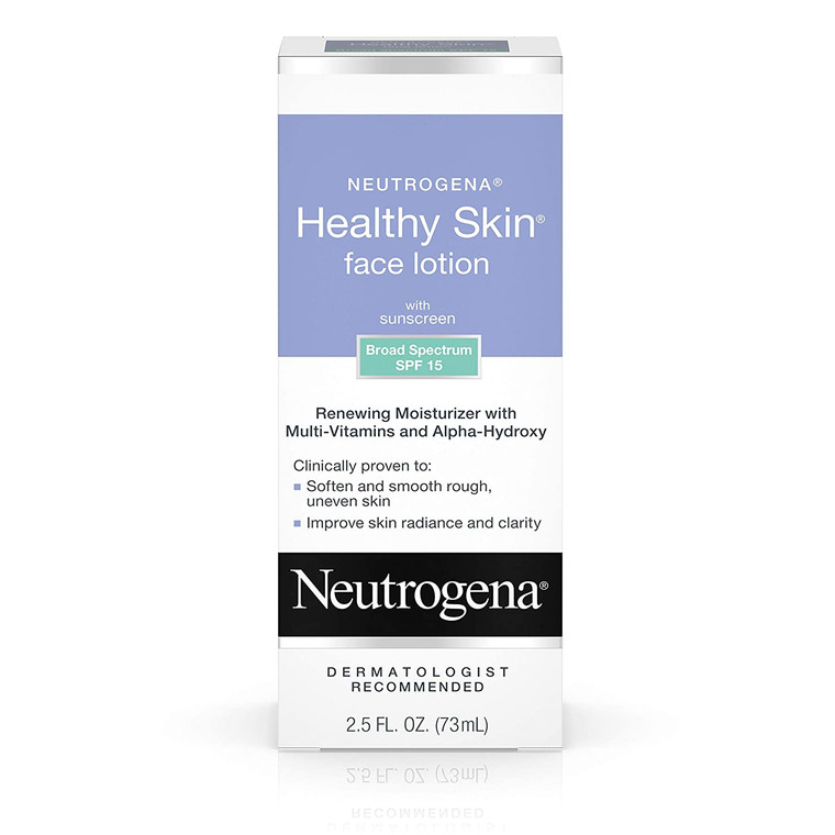 Neutrogena Healthy Skin Face Moisturizer Lotion with SPF 15 Sunscreen & Alpha Hydroxy Acid, Anti Wrinkle Cream with Glycerin, Glycolic Acid, Alpha Hydroxy, Vitamin C, Vitamin E & Vitamin B5, 2.5 fl.oz