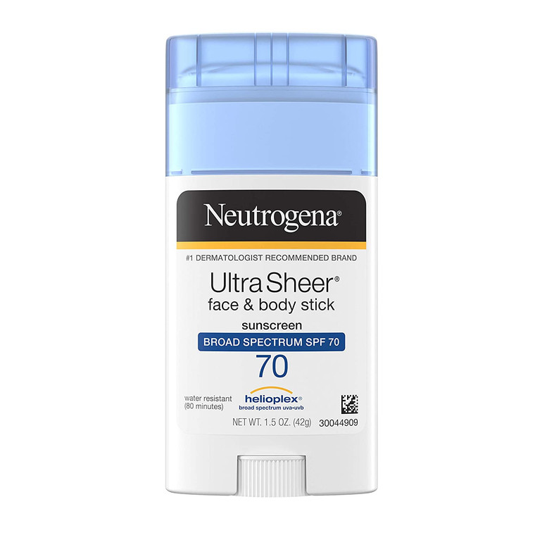 Neutrogena Ultra Sheer Non-Greasy Sunscreen Stick for Face & Body, Broad Spectrum SPF 70, 1.5 oz