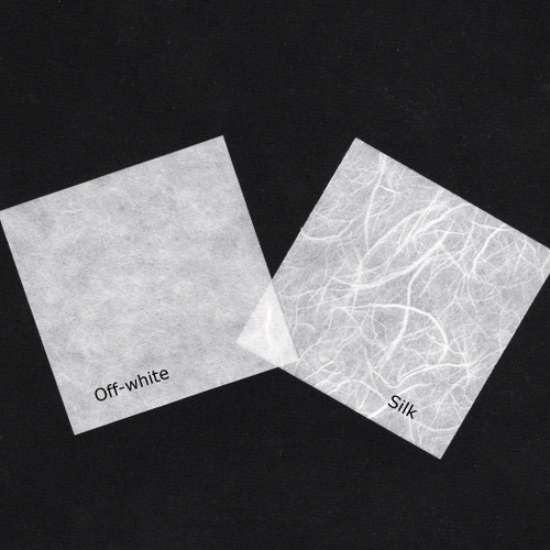 Kozo mulberry 100% washi shoji paper samples K111 Off-white and K131 Silk