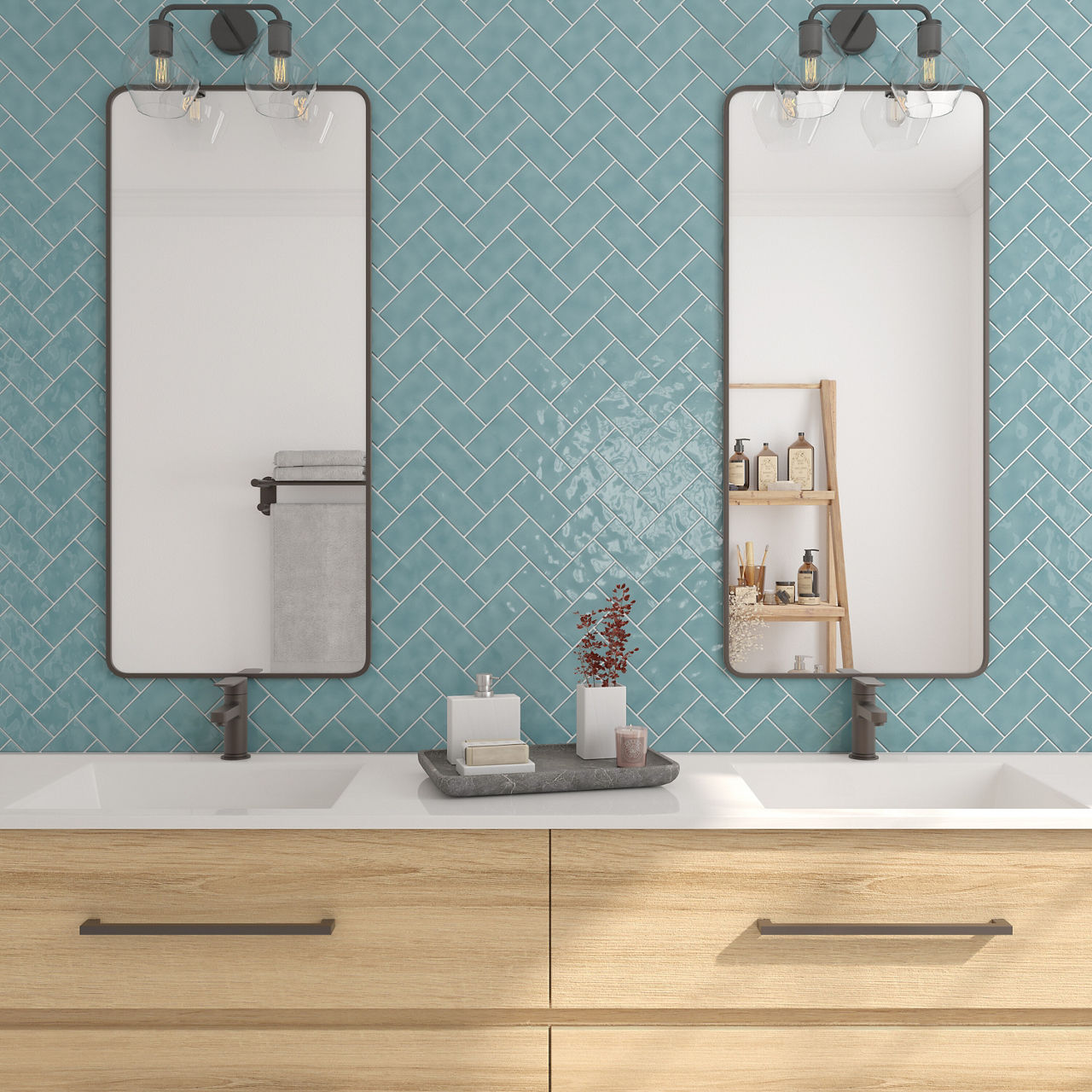 Daltile Artezen Glossy Herringbone Mosaic 2x4 - 12x14 | Tile