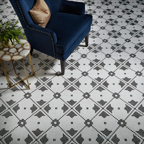 CHAPTER 18 - ROTUNDA NERO MARQUINA MONTPELIER MOSAIC  ON 12-5/8" X 12-5/8"