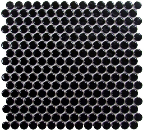 CC MOSAICS BRIGHT BLACK PENNY ROUND MOSAIC