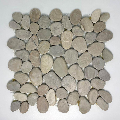 ISLAND PEBBLES MALUKU TAN 11X11 FLAT CUT INTERLOCKING SHEET - Stone -  UNITED TILE COMPANY 