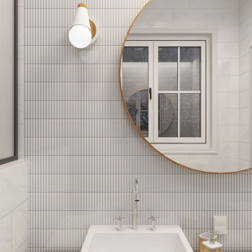 HULU SNOW BAND MATTE MOSAIC 11.25" X 12" - Tile -  ELYSIUM TILES INC