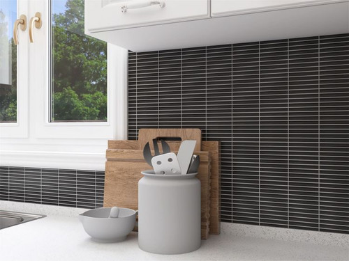 HULU BLACK BAND MATTE MOSAIC 11.25" X 12" - Tile -  ELYSIUM TILES INC