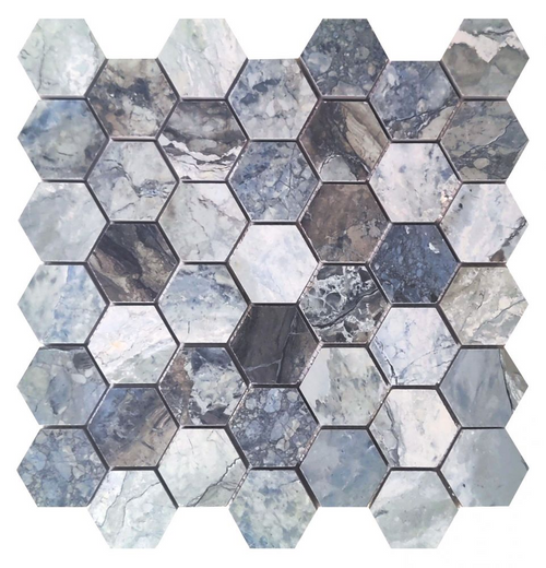 MYSTIC OCEAN MATTE HEXAGON MOSAIC 12" X 12"