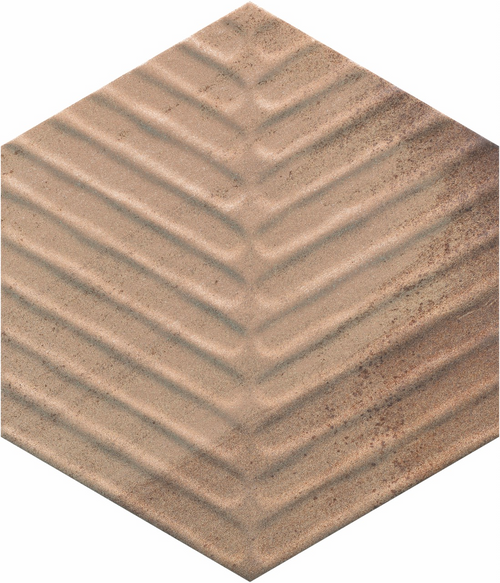 CROSSVILLE COTTO MODERNO MARRON 8IN CHEVRON HEX FIELD UNPOLISHED