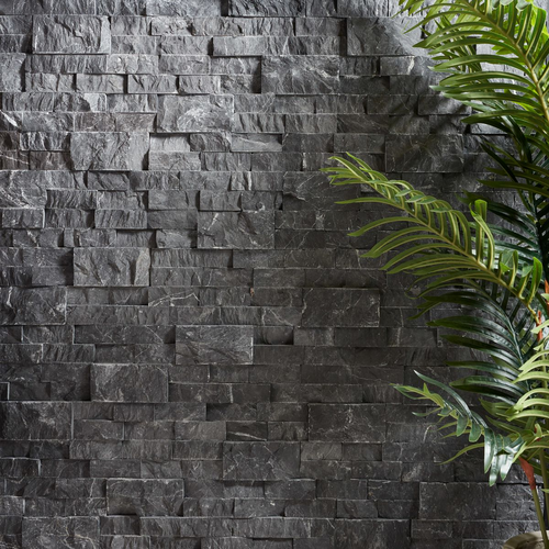 TAURUS BLACK SPLIT FACE 3D STACKED STONE 5-7/8" X 24"