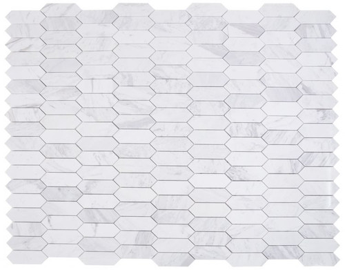 ELONGATED HEXAGON WHITE MOSAIC 11.75" X 15" - Tile -  ELYSIUM TILES INC