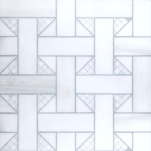 Mod Thassos Herringbone Mosaic 11.75" x 11.375"