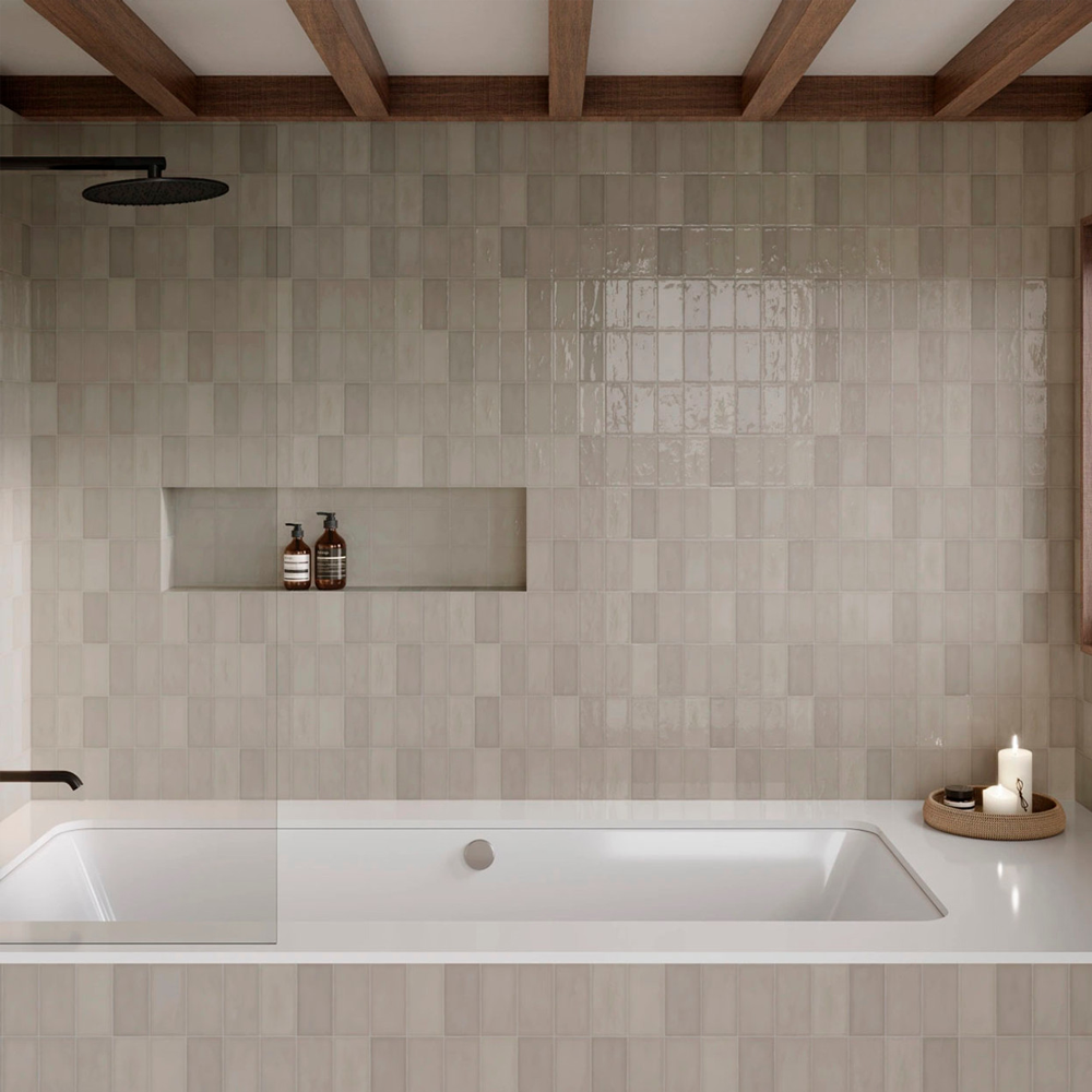 Marin Gloss Wall Tile featured in a cozy feeling bathroom