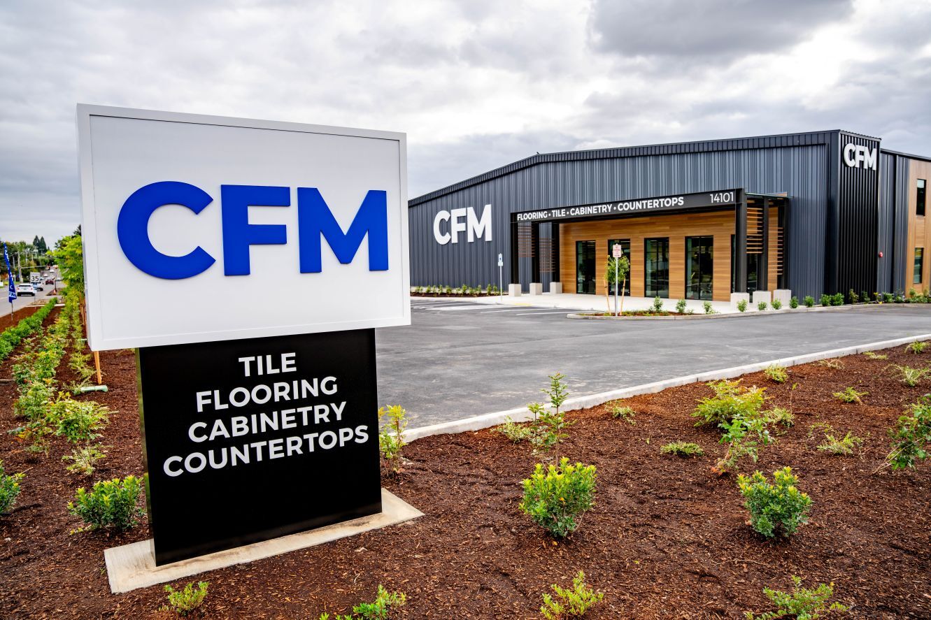 The Tigard CFM flooring, cabinet, and countertop showroom storefront
