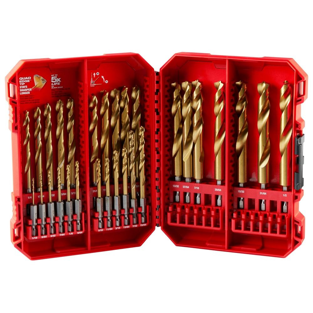 HEX DRILL BIT SET SHOCKWAVE RED HELIX TITANIUM 29 PC (MIL-48-89