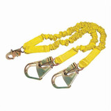 LANYARD SHOCKWAVE 2, 6 FT TWIN-LEG W/ ELASTIC WEB AND SNAP HOOK AT CENTER, STEEL REBAR HOOKS AT LEG ENDS (MMM-1244412-&)