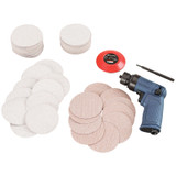 MINI AIR RANDOM ORBITAL SANDER 71-PIECE KIT, 3" HOOK & LOOP PAD, 15,000 RPM, 0.2HP, PISTOL GRIP (ING-3128KA-@)