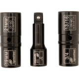 SOCKET SET SAE LUGNUT FLIP IMPACT 3 PC 6 PT 1/2" DR 3/4" x 13/16", 19" x 21", 3" EXTENSION (ING-SK4C3FAN-@)
