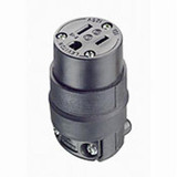 CONNECTOR FEMALE 15 AMP 3 POLE NEMA 5-15 BLACK RUBBER  (LEV-515CR-&)