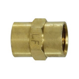 BRASS BARSTOCK FITTING COUPLING HEX 3/8" LEAD FREE (MID-28060LF)