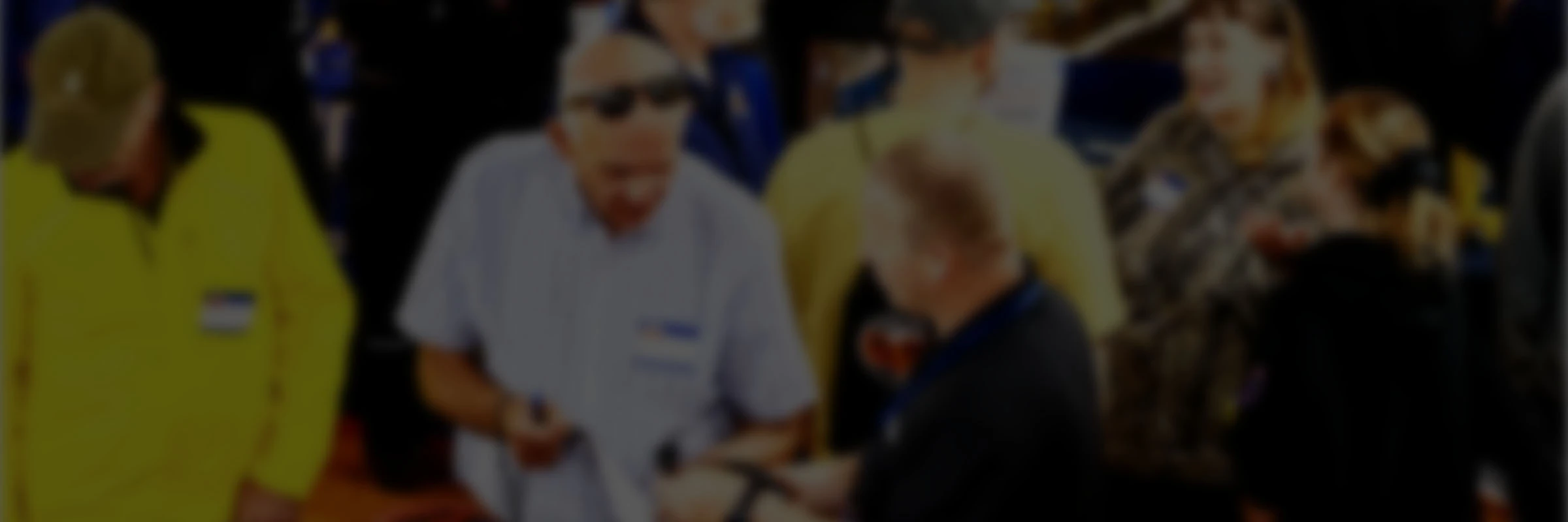 Blurred trade show people
