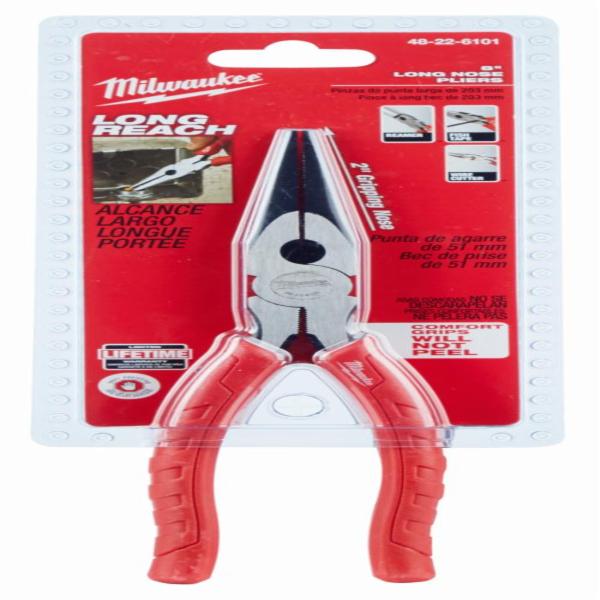 Milwaukee 48-22-6101 8-Inch Long Nose Pliers with Reaming Head