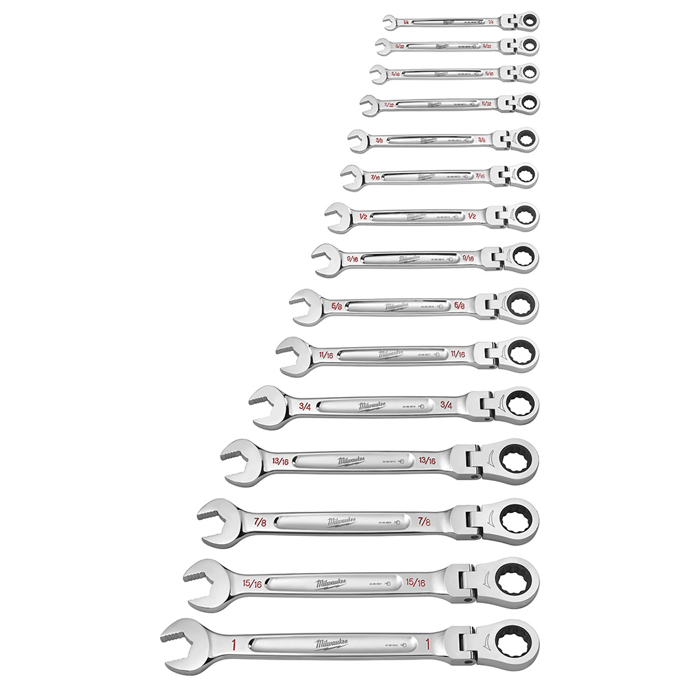 WRENCH SET COMBINATION FLEX RATCHETING 15 PC 1/4