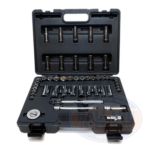 SOCKET SET METRICS/SAE 6 PT STD & DEEP 3/8