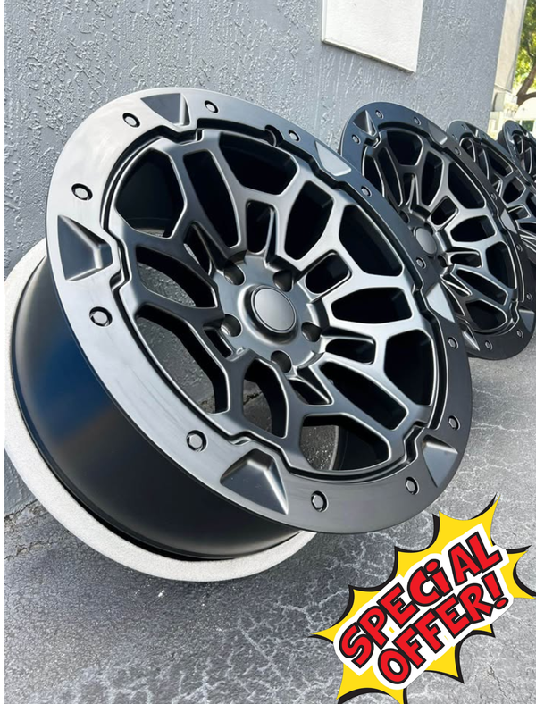 RAM DEEP CONCAVE TREX REPLICA BLACK 22X10" 5X139, 5X135, 5X127 SATIN BLACK 5 LUG RAM MODELS, JEEP WRANGLER/GLADIATOR, DURANGO WIDEBODY AND MORE