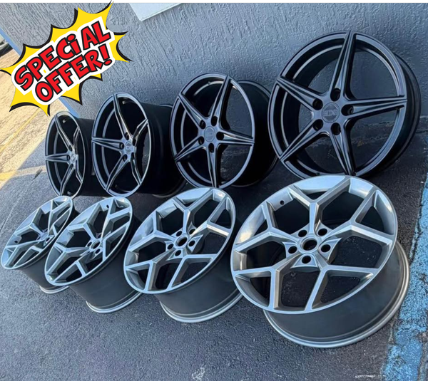 XO SPARTAN 5 SPOKE SATIN BLACK 19X9, 20X11 AVAILABLE FOR CORVETTE C8, CADDILLAC CTS/CTS-V COUPE, PONTIAC G8, CHEVY SS; ALSO HAVE 5X114.3 FOR MUSTANG, Q50 AND MORE