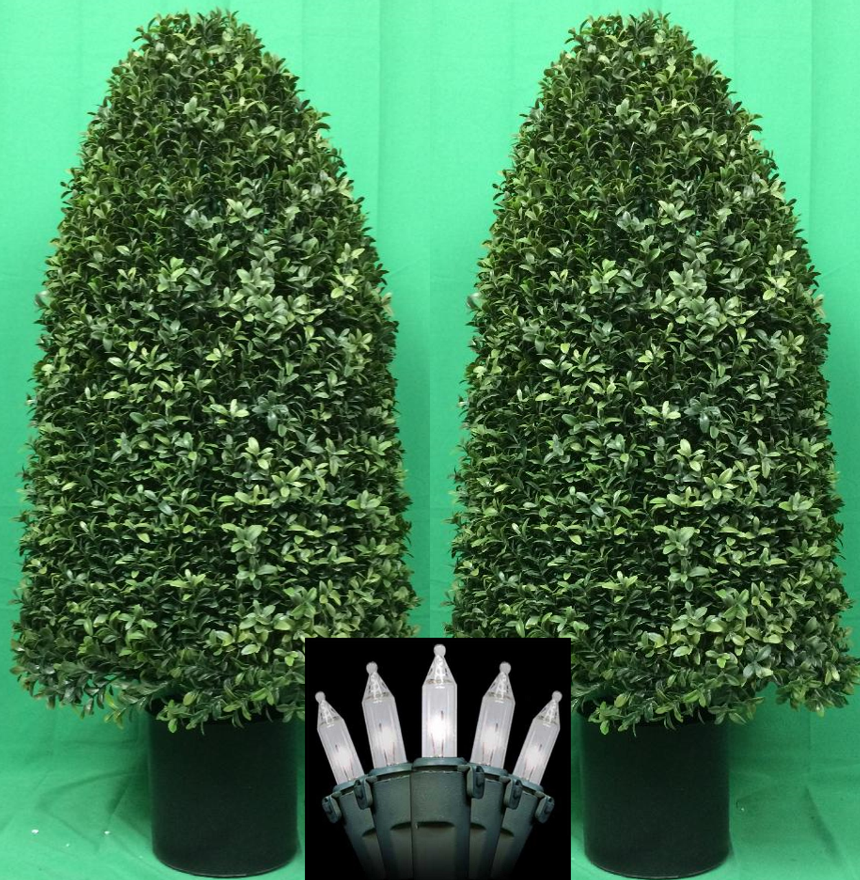 Two Outdoor Topiaries Artificial With Lights