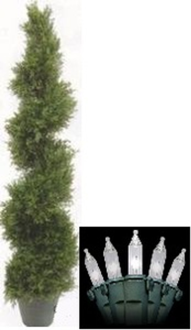 4 Foot Faux Spiral Topiary Artificial Spiral Cedar Tree