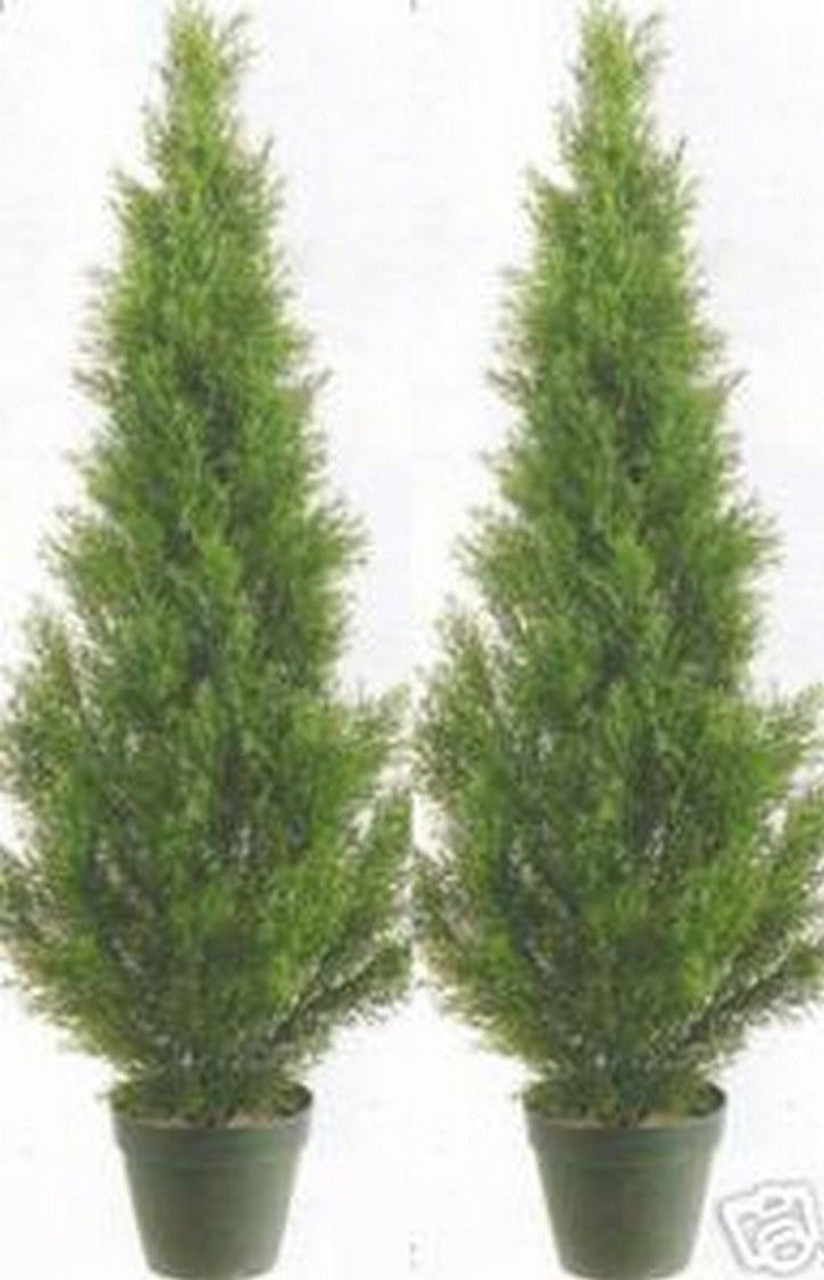 4 Artificial 3' Cedar Topiary Tree In Outdoor Plant Bush Arrangement Cypress 013