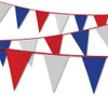 Triangle Pennant - Red/White/Blue - 120 ft.