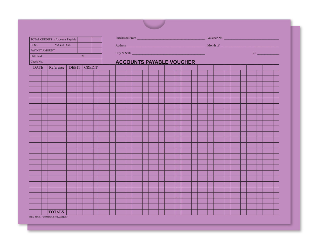 Accounts Payable Voucher Envelope - General Acct Style