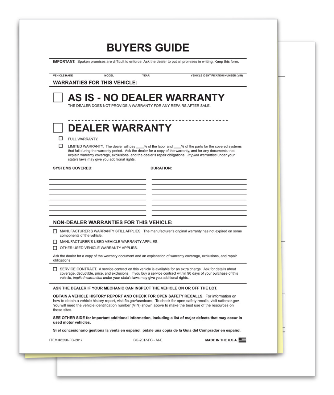 Buyers Guide - BG-2017 - As Is - 2 Part - File Copy - Qty. 100