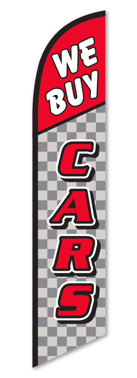 Swooper Banner - WE BUY CARS (Checkered) - Qty. 1
