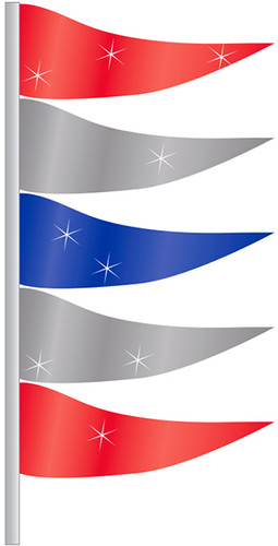 Antenna Flag - Metallic Triangular Flags- Red, Silver & Blue - Qty. 12