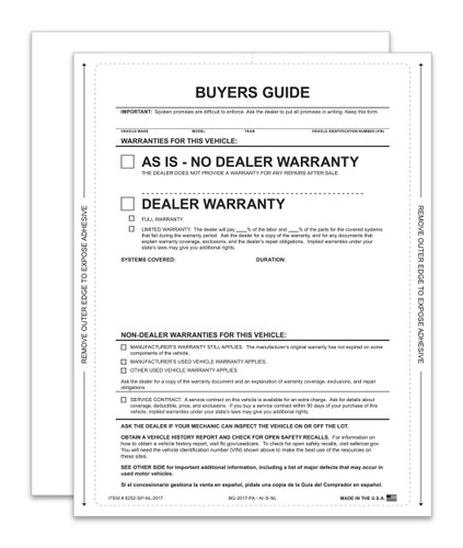 Interior Buyers Guide - BG-2017 - As Is - P/A - No Lines - Qty. 100